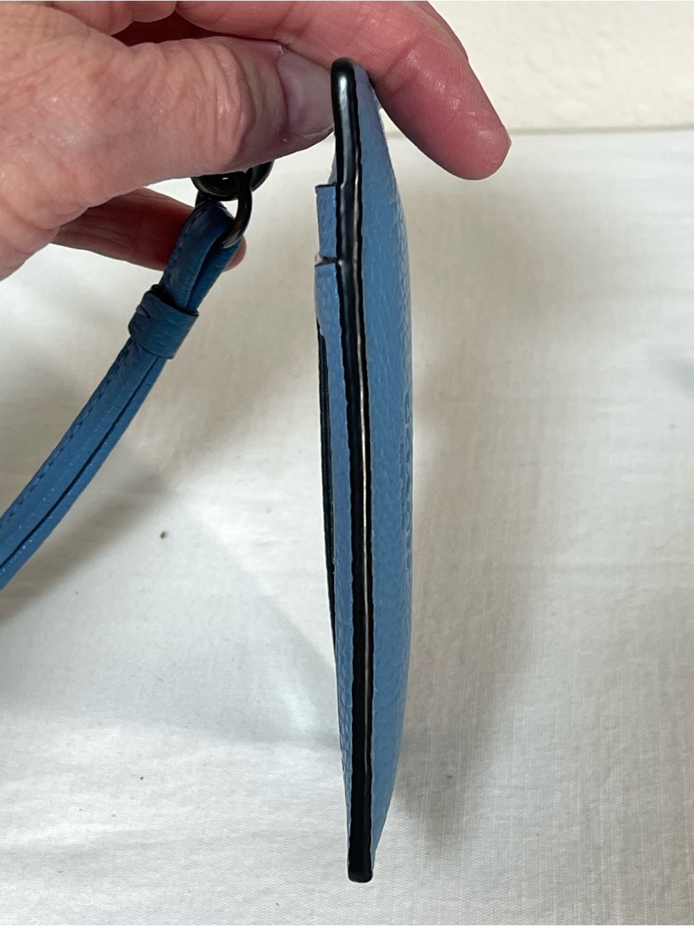 Coach Blue Leather Lanyard Card ID Case with Embossed Logo - Picture 9 of 15